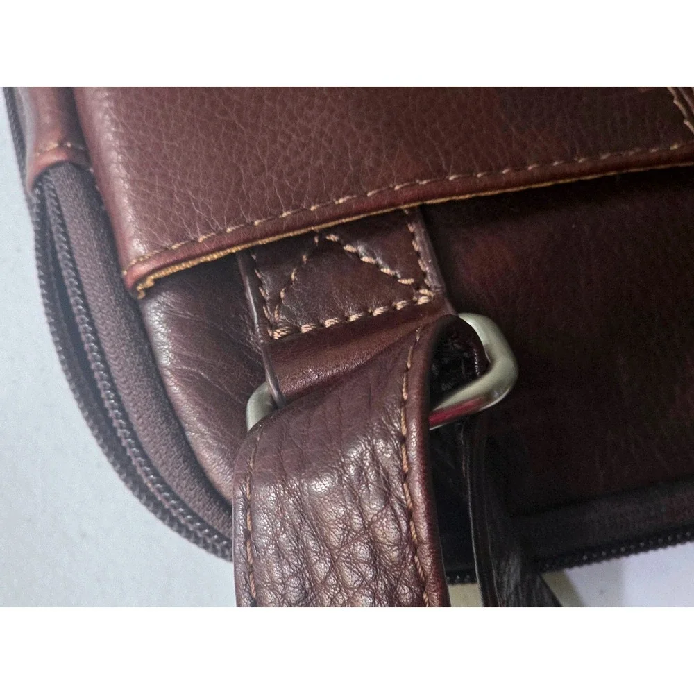 Osgoode Marley Genuine Leather Dark Brown Crossbody Messenger Bag Multi-Pocket
